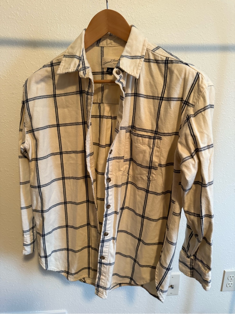 Universal Thread Beige Plaid Button-Down Shirt